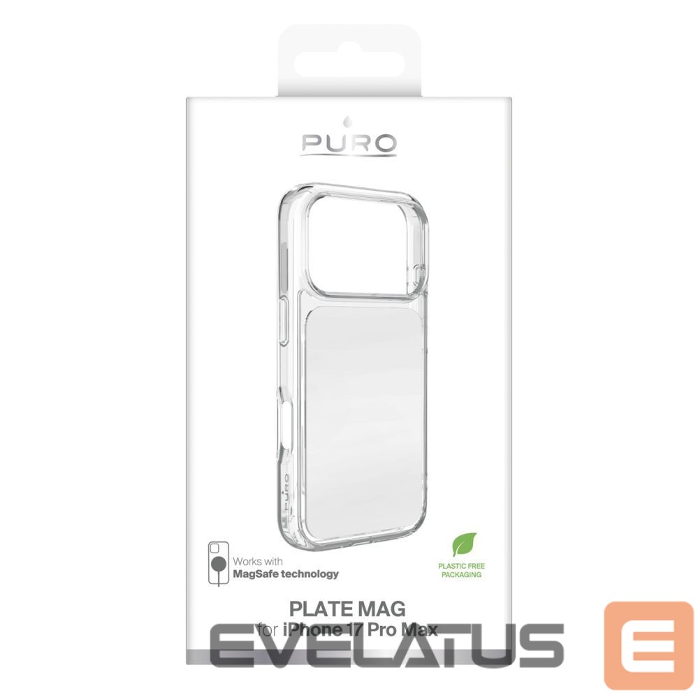 Back panel cover Puro Puro Plate Mag Case for iPhone 17 Pro Max Compatible with MagSafe - White