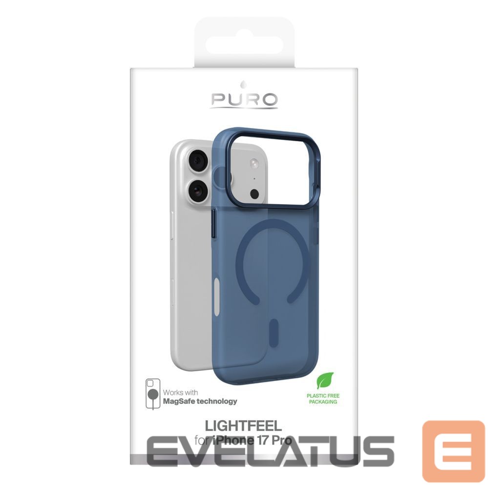 Back panel cover Puro Puro Lightfeel iPhone 17 Pro Case Compatible with MagSafe - Clear Blue
