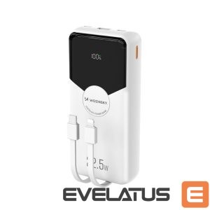 Power bank Wozinsky  Wozinsky WFC-15W 20000mAh 22.5W PD20W Powerbank with Built-in Lightning and USB-C Cables - White 