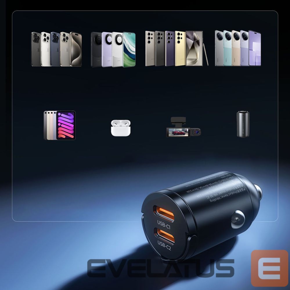Adapter Orico Orico MiniRing 30W 2x USB-C Car Charger - Black
