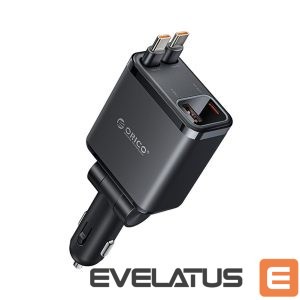 Adapter Orico  Orico Twin Reach 45W USB-A + USB-C Car Charger with Two Retractable USB-C Cables - Black 