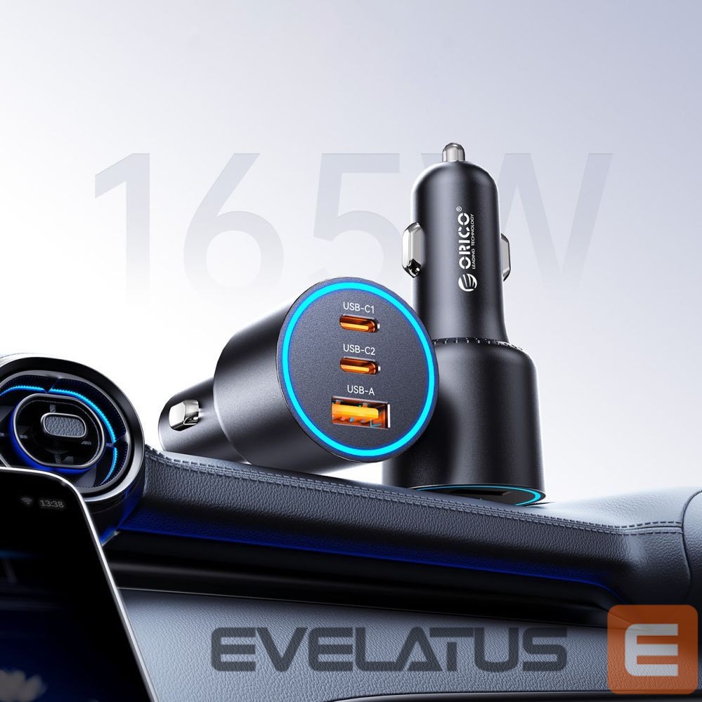 Adapter Orico Orico HyperDrive 165W USB-A + 2x USB-C Car Charger - Black