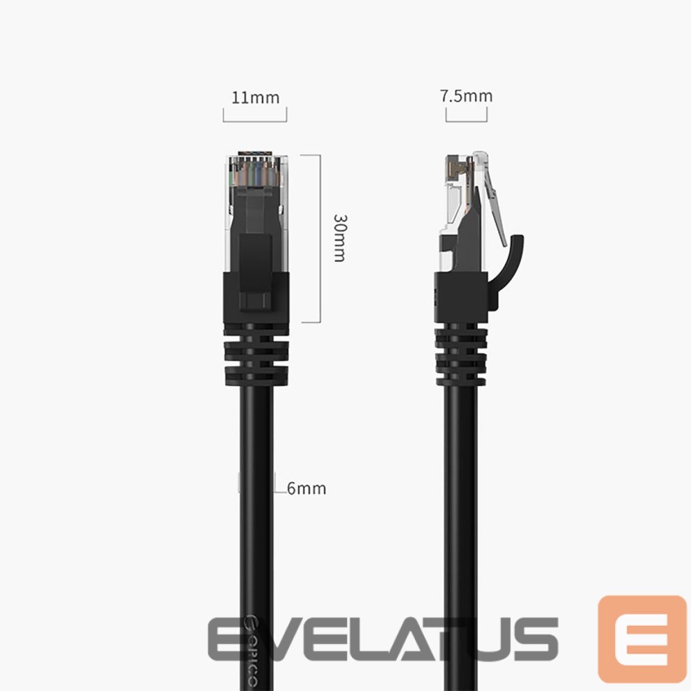 Cable Orico Orico PUG-C6 CAT6 1000Mbps RJ45 Ethernet Network Cable LAN Round 20m - Black