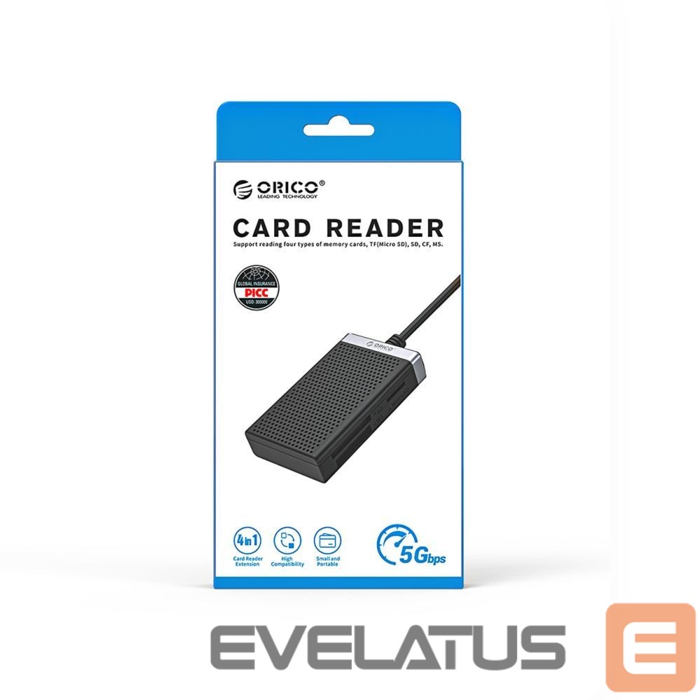 Flash drive Orico Orico CL4D-A3 USB-A 3.0 SD microSD CF MS 5 Gb/s Memory Card Reader - Black and Silver