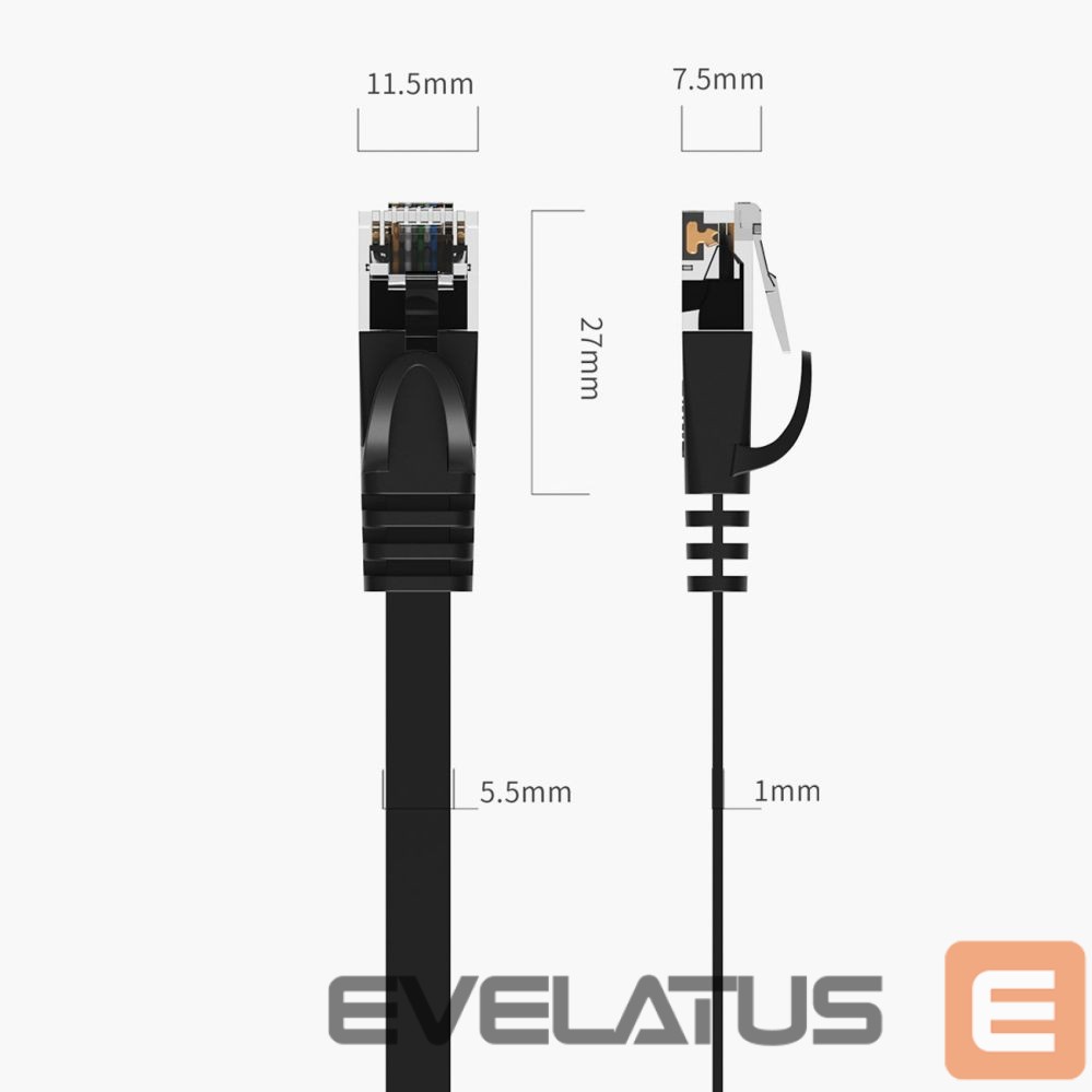 Cable Orico Orico PUG-C7B CAT7 10Gbps RJ45 Ethernet Network Cable Internet LAN Flat 15m - Black