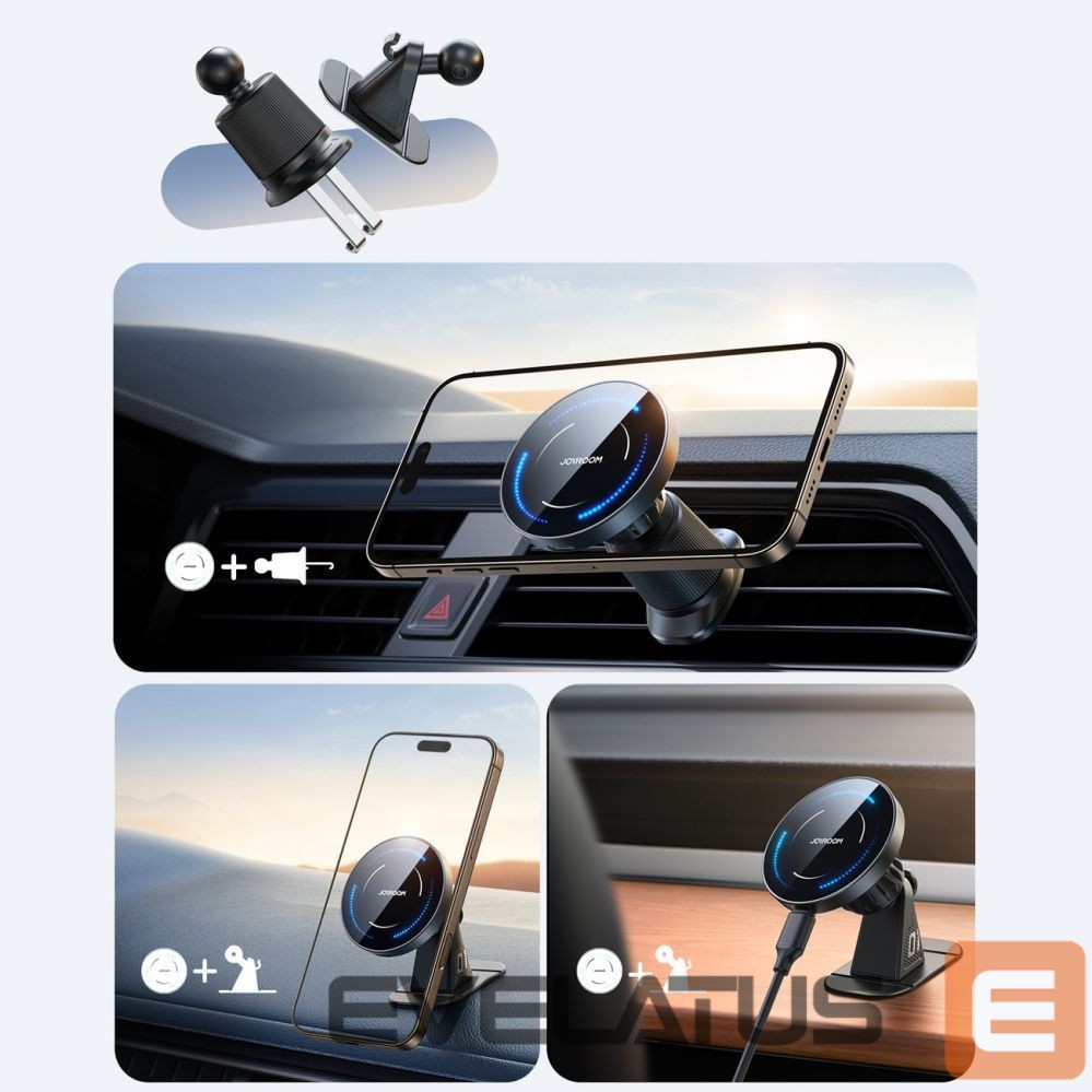 Cases Joyroom Joyroom JR-ZS502 MagSafe Compatible Car Holder with Wireless Charger for Air Vent/Dashboard - Black