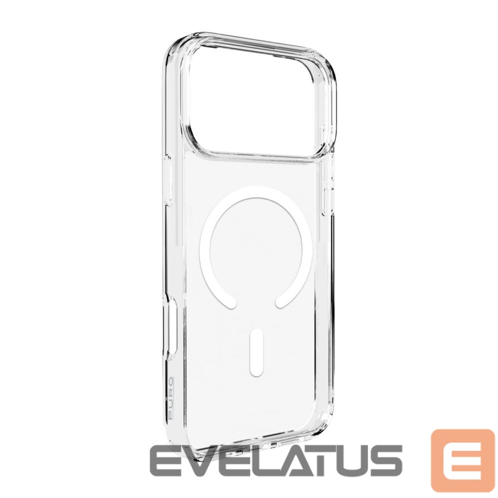 Back panel cover Puro Puro Lite Mag TPU+PC Case Compatible with MagSafe for iPhone 17 Pro - Transparent with White Ring