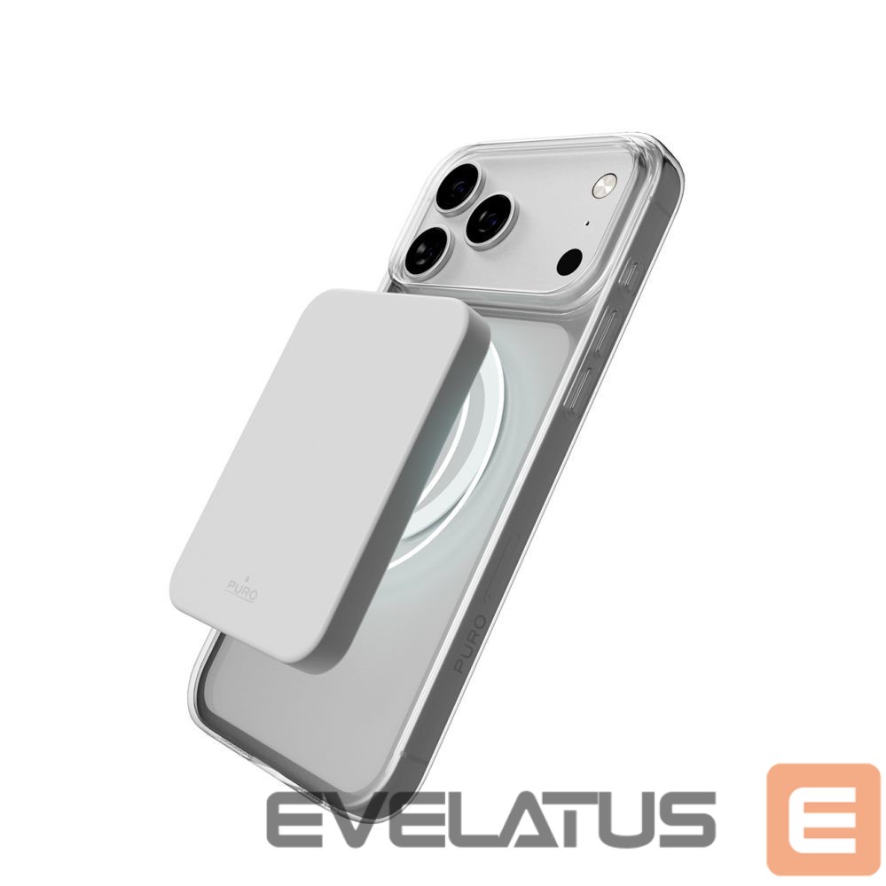 Back panel cover Puro Puro Lite Mag TPU+PC Case Compatible with MagSafe for iPhone 17 Pro - Transparent with White Ring