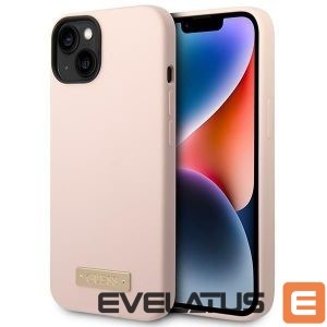 Back panel cover Guess  Guess GUHMP14MSBPLP iPhone 14 Plus 6.7 "pink / pink hard case Silicone Logo Plate MagSafe 