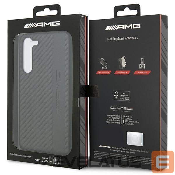 Back panel cover Mercedes-Benz AMG AMHCS23MBLSCA S23+ S916 black/black hardcase Carbon Stripe&Embossed