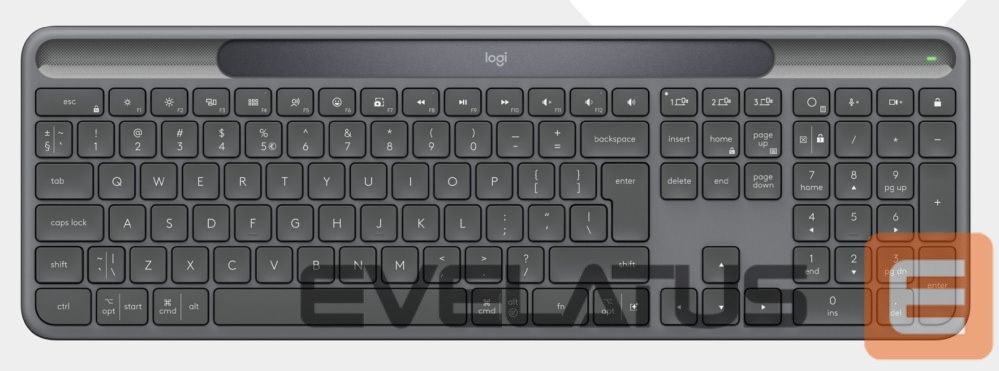 Computer keyboard Logilink Logitech Signature Slim Solar+ K980 for Business Wireless Keyboard, RF+Bluetooth, US Int, Graphite