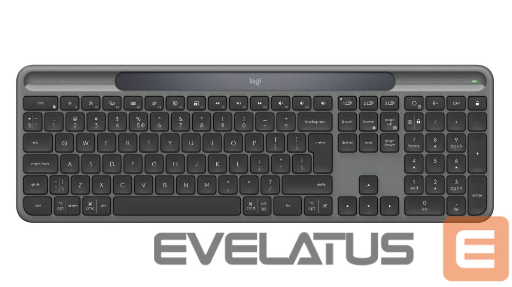 Computer keyboard Logilink Logitech Signature Slim Solar+ K980 Wireless Keyboard, RF Wireless+Bluetooth, US Int, Graphite