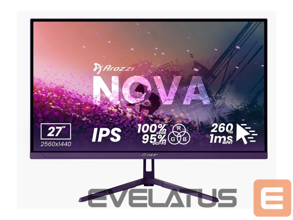 Monitor AROZZI | Nova | 27 " | IPS | QHD | 16:9 | 180 Hz | 1 ms | 2560 x 1440 pixels | 350 cd/m² | HDMI ports quantity 2 | Purple
