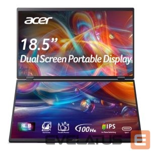 Monitor Acer  PD19F 47cm 18.5'' FHD Dual Portable IPS 100Hz 16:9 4ms (GTG) 250nits HDMI 2xType-C MM Audio Out EU Black H.cable x1 U.cable Type-C x1 | 