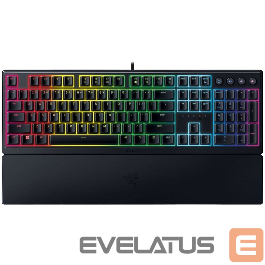 Computer keyboard Razer Razer Ornata V3, Mecha-membrane switches, 10 Razer Chroma RGB Lighting Zones, 1000 Hz Ultrapolling, Backlit keys, UV coated ABS Keycaps, Soft-touch wrist rest"